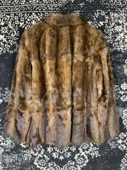 Womens Vintage Light Brown Muskrat Fur Jacket