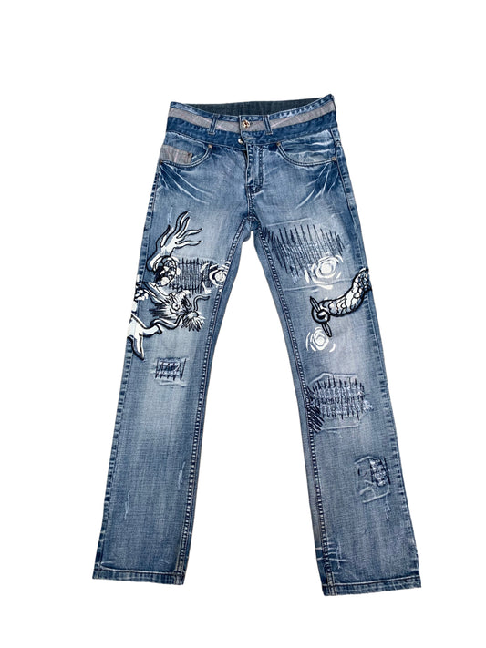 Kosmo Lupo Embroidered Dragon Jeans