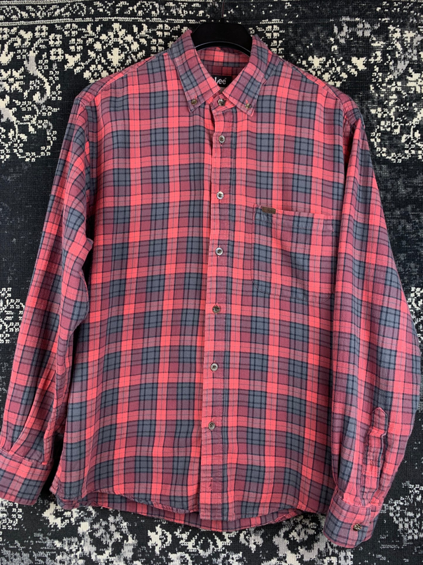 Lee Red Plaid Long Sleeve Button-Up Shirt