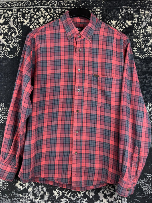 Lee Red Plaid Long Sleeve Button-Up Shirt