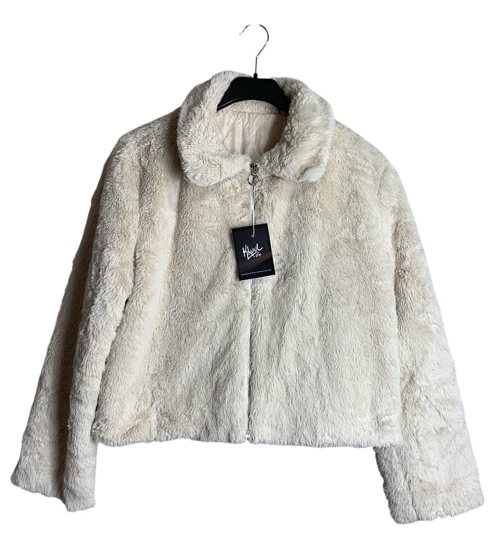 Faux Fur Zip-Up Cropped Jacket