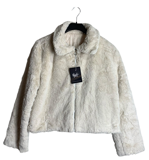 Faux Fur Zip-Up Cropped Jacket