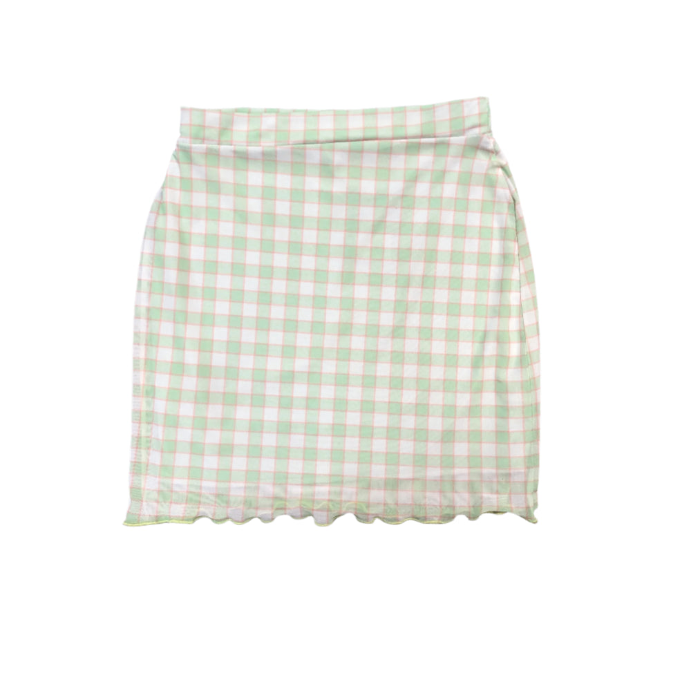 Pastel Green and Pink Gingham Mini Skirt