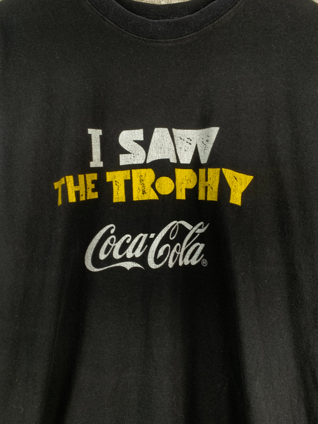 Mens Vintage Coca Cola I Saw The Trophy Graphic Black T Shirt