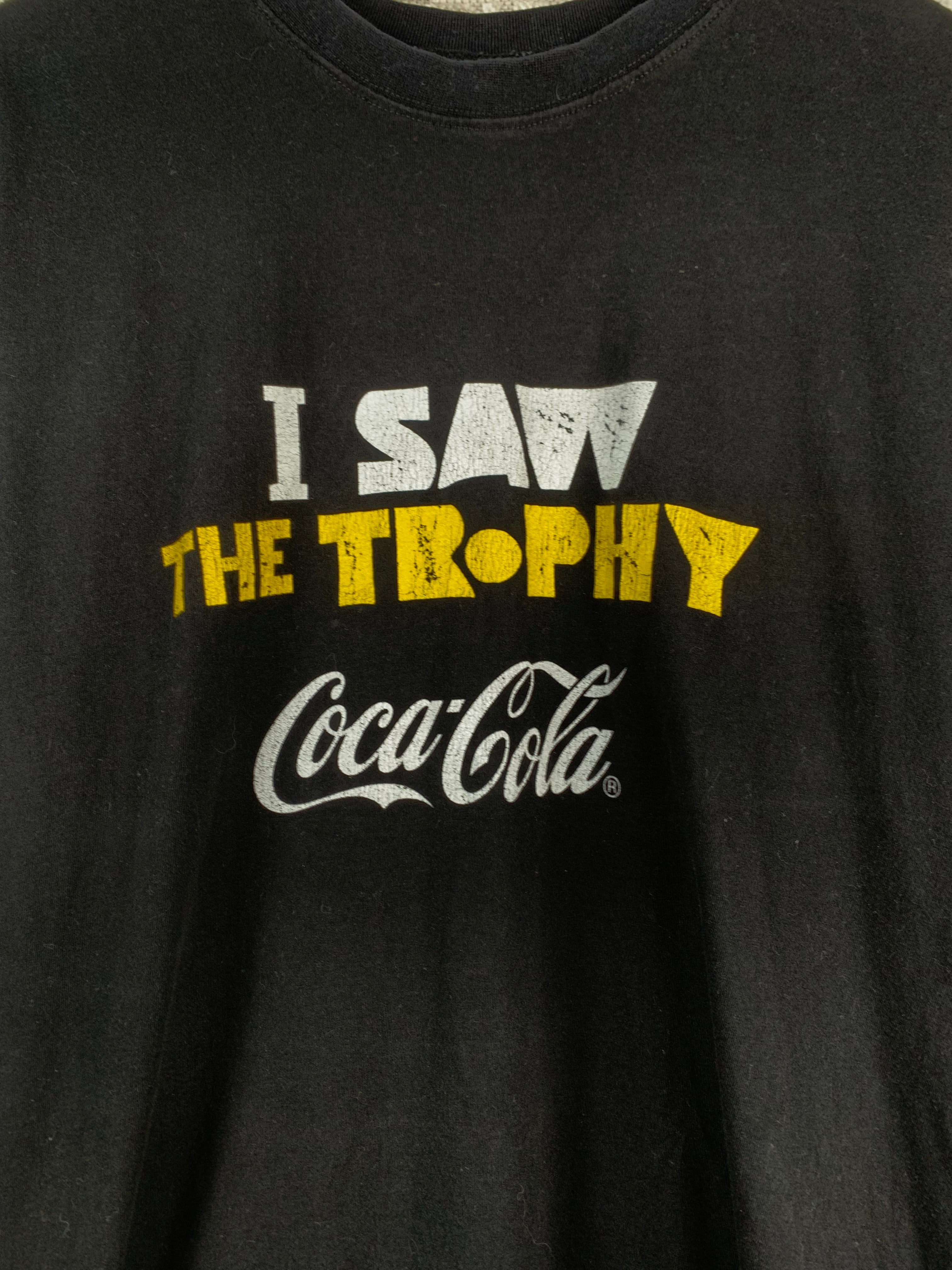 Mens Vintage Coca Cola I Saw The Trophy Graphic Black T Shirt