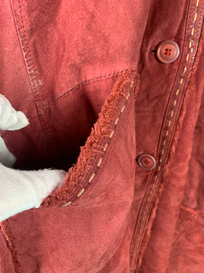 Y2K Women's Red Faux Suede Coat