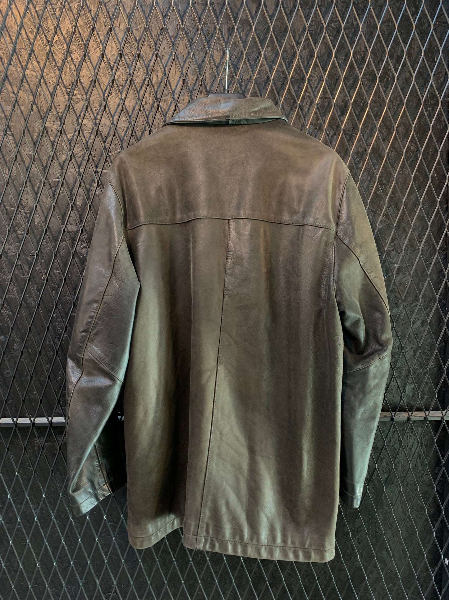 Vintage Men L Black Leather Coat By Next