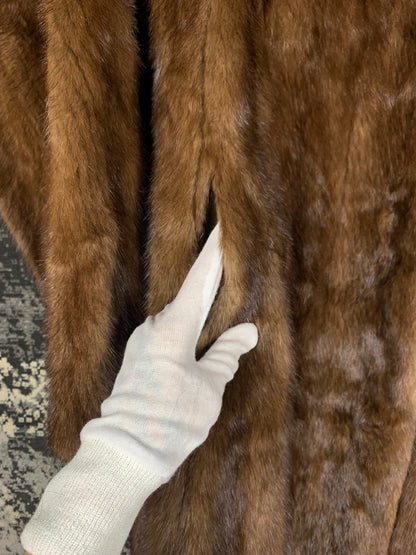 Womens Vintage Long Brown Mink Fur Coat