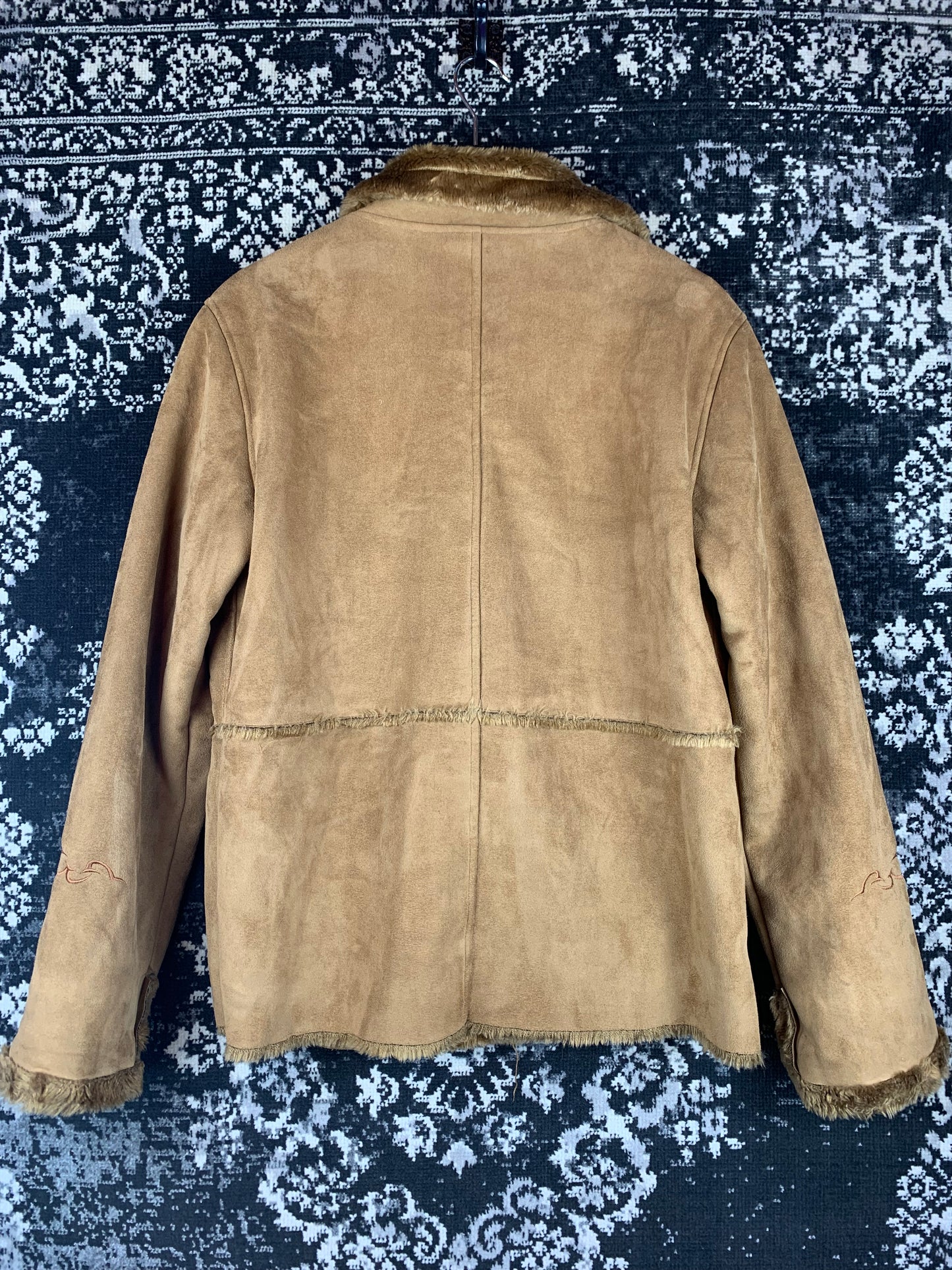 Vintage Punto Roma Faux Suede Shearling Duffle Jacket for Women