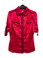Tahari Satin Puff-Sleeve Blouse