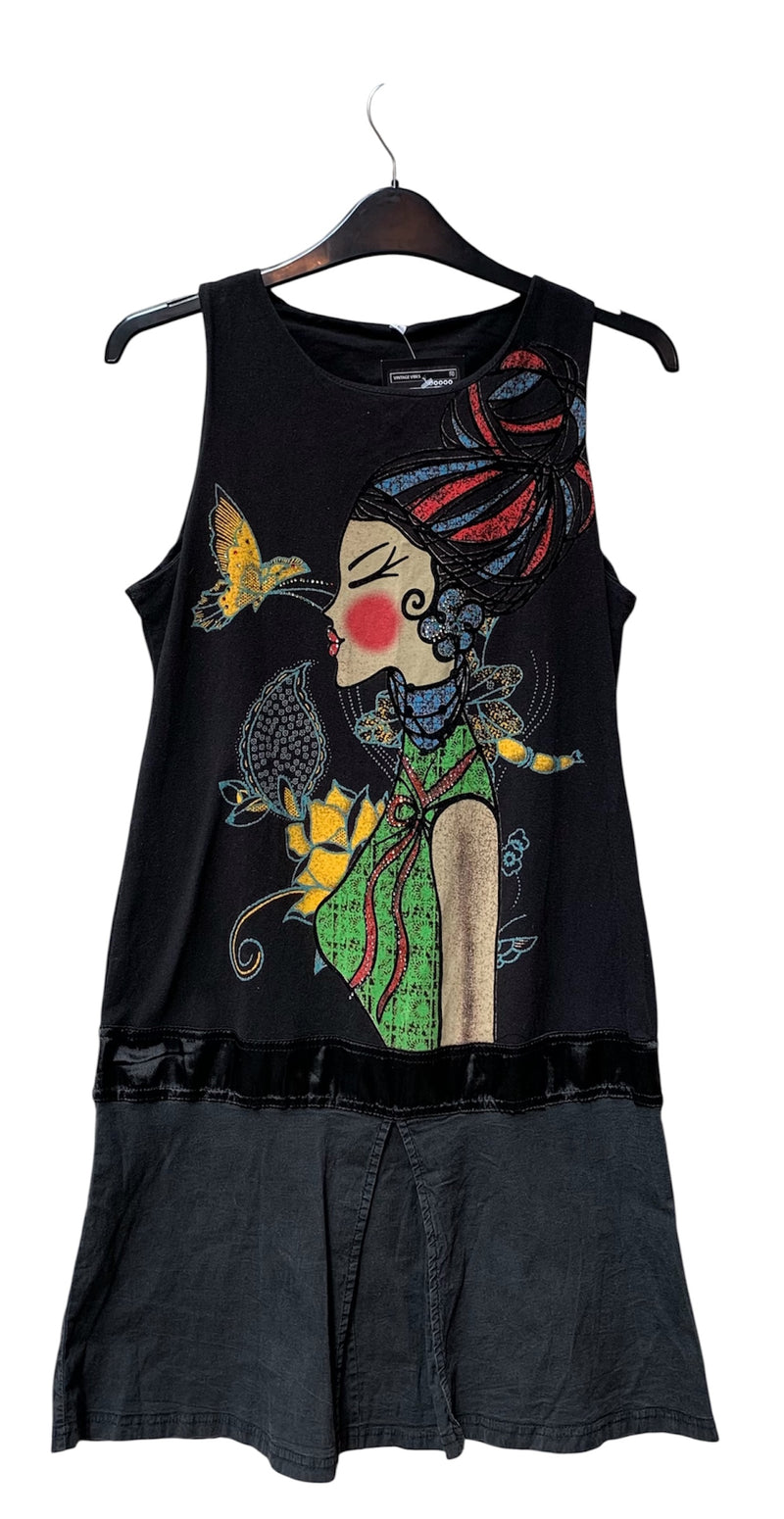 Vintage Vibes Geisha Graphic Sleeveless Dress