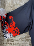 Womens Japanese Style Black Red Cardigan