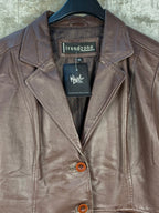 Womens Y2K Vintage Dark Burgundy Brown Genuine Leather Jacket