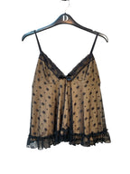 Cider Floral Mesh Ruffle Cami Top