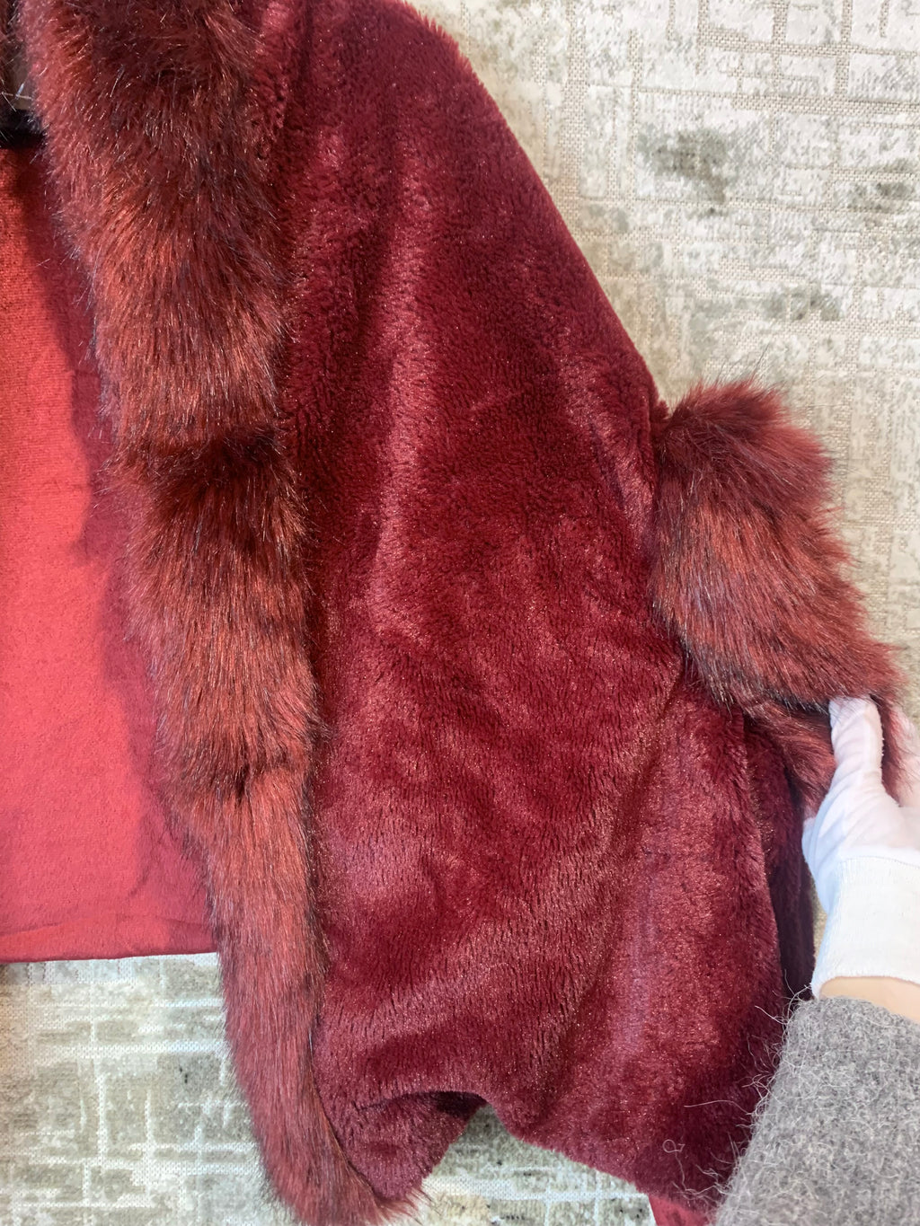 Samar Moda Faux Fur Trim Cape