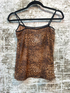 Y2K Leopard Print Mesh Cami Top
