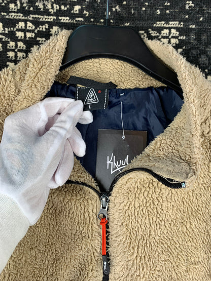 Men's Vintage Beige Zip-Up Fleece Jacket