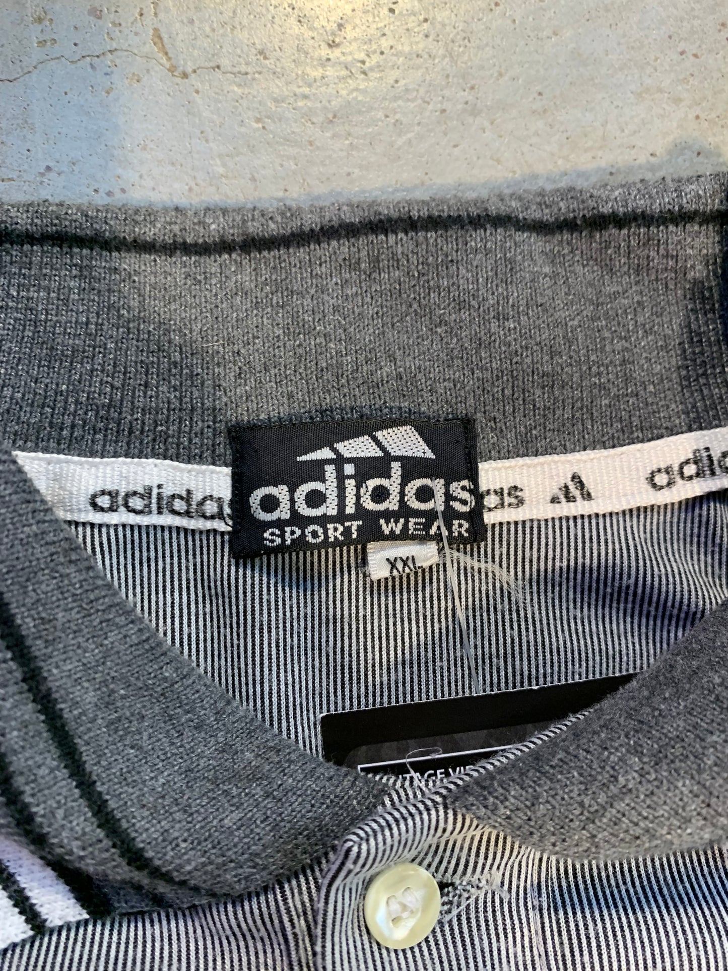 Vintage “Adidas Sport Wear” Gray Polo Shirt Men