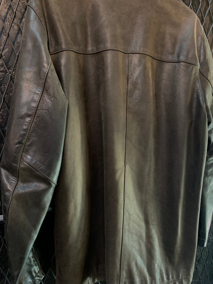 Vintage Men L Black Leather Coat By Next
