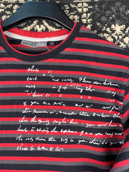 Mens Y2K SUB Subscribe Striped Long Sleeve