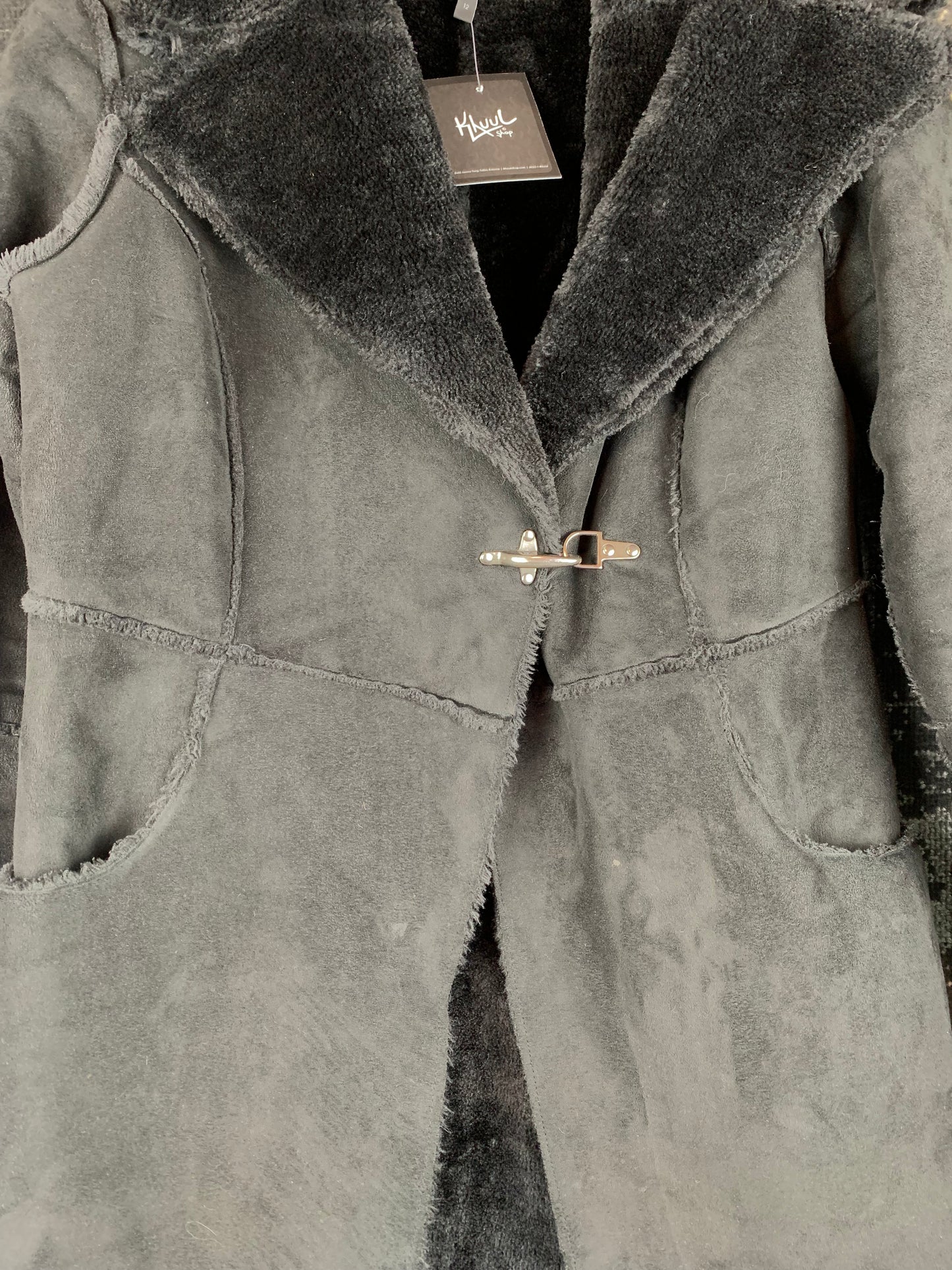 Women's Black Faux Shearling Winter Coat