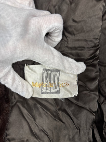 Women's Vintage Dark Brown Genuine Mink Fur Long Coat