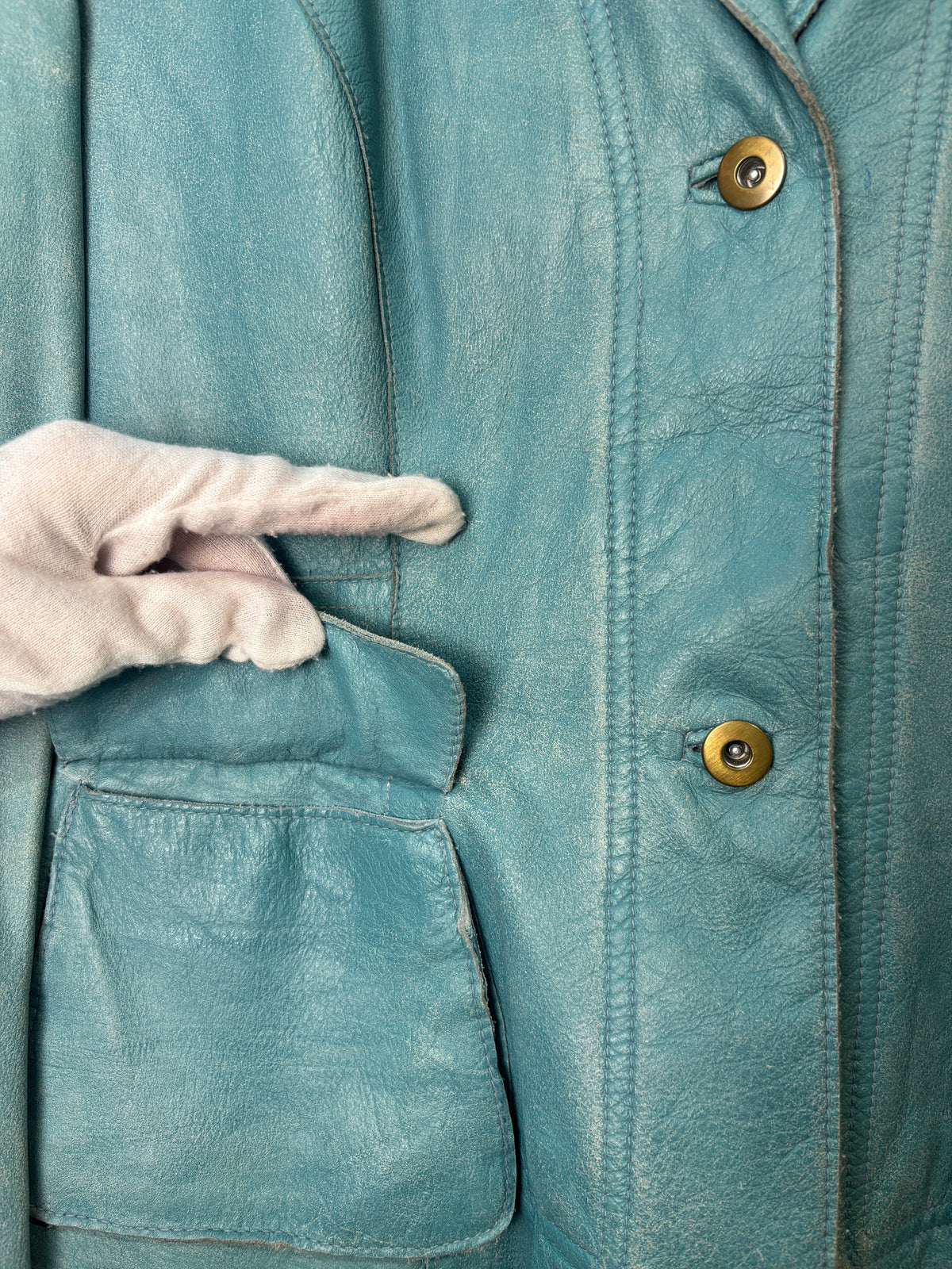 Taifun Blue Leather Blazer Jacket