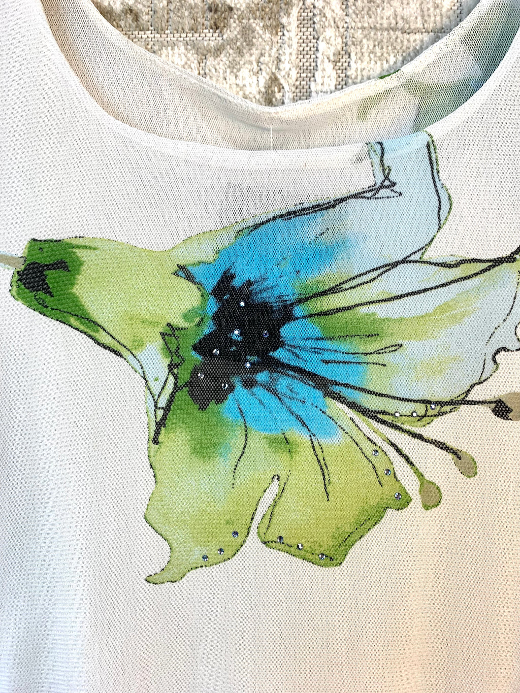 Y2K Floral Print Mesh Tank Top