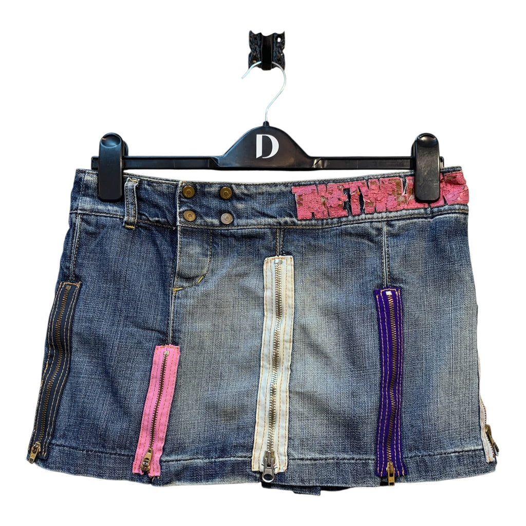 Take Two Y2K Zipper Denim Mini Skirt