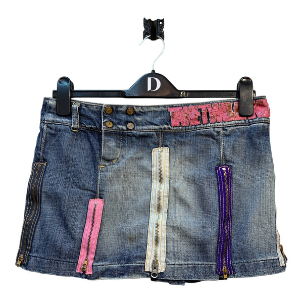 Take Two Y2K Zipper Denim Mini Skirt