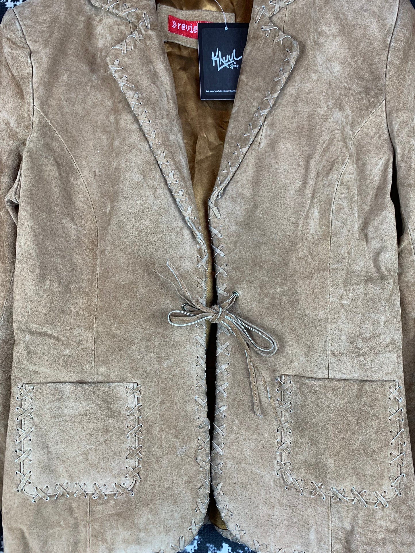 Womens Vintage Review Tan Suede Boho Blazer
