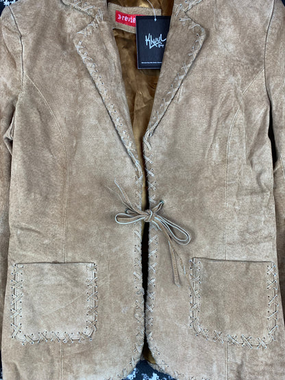 Womens Vintage Review Tan Suede Boho Blazer