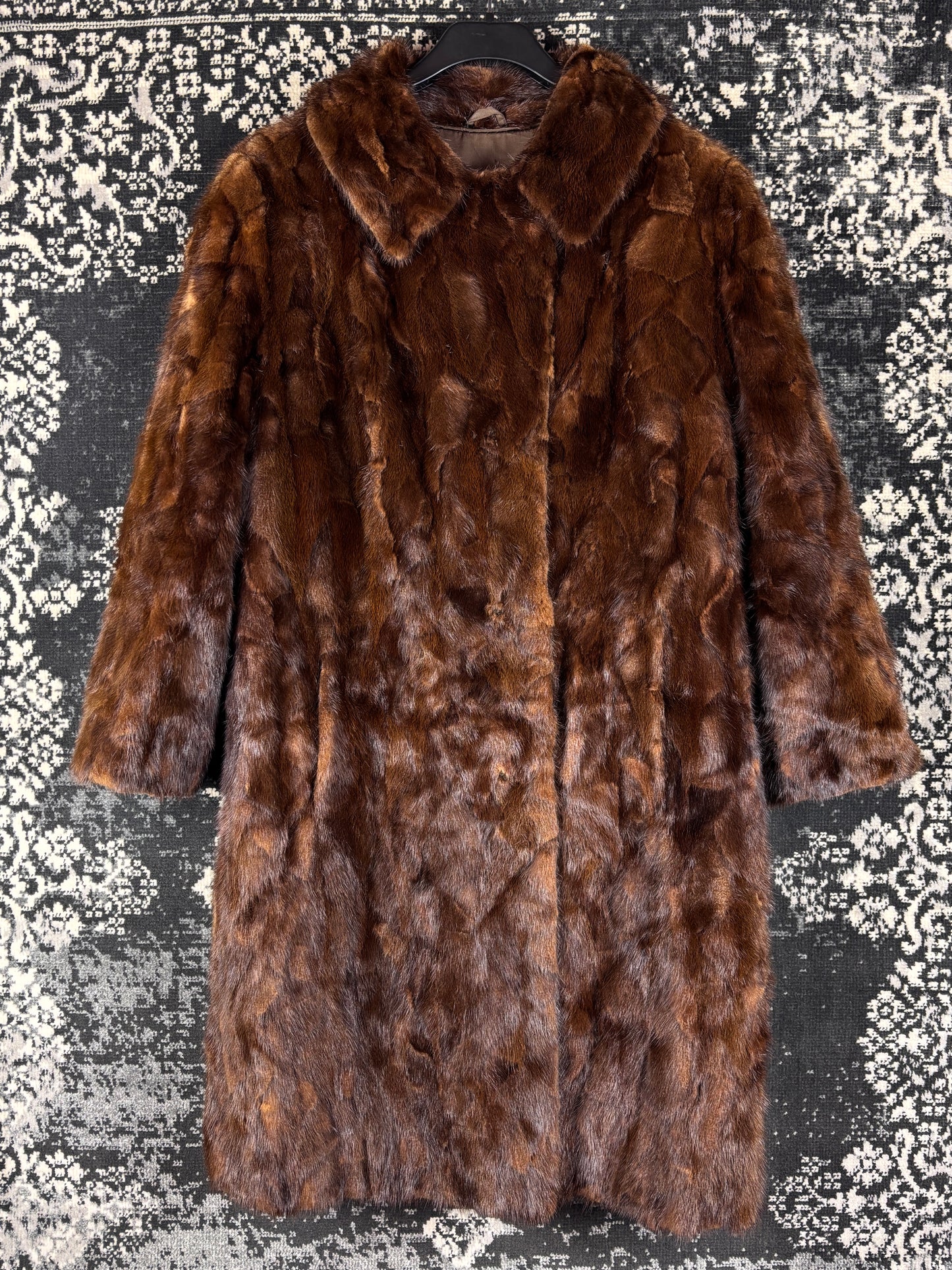 Women's Vintage Dark Brown Genuine Mink Fur Coat