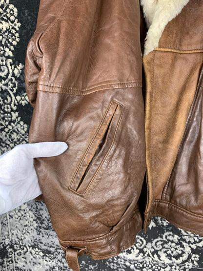 Men's Brown Leather Jacket with Warm Inner Lining