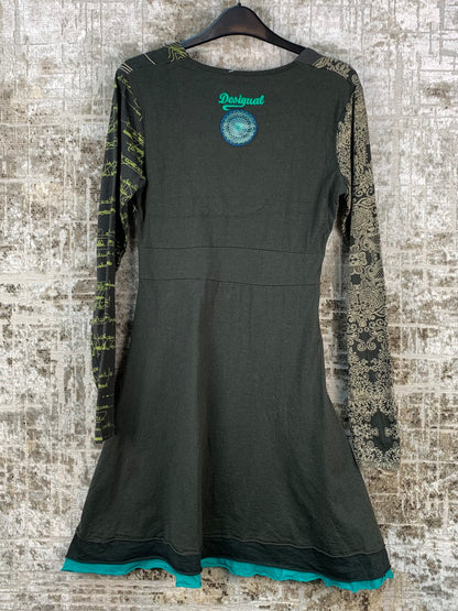 Womens Y2K Desigual Green Patchwork Dress