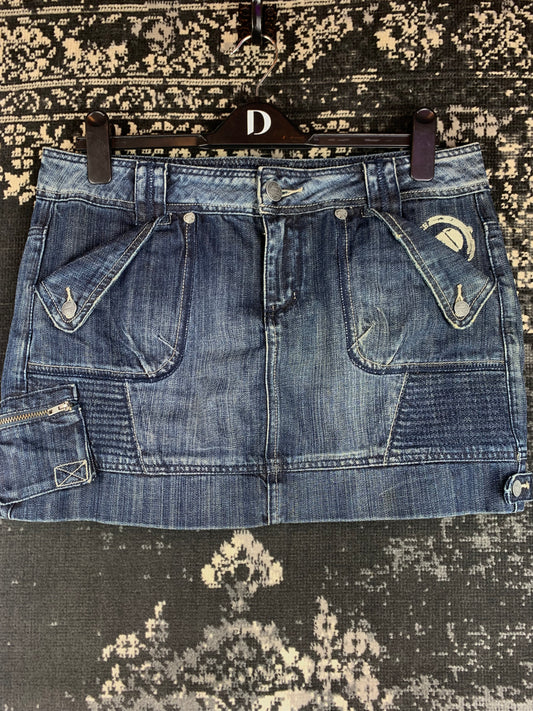 Y2K Vintage Il' Dolce Distressed Blue Mini Denim Skirt