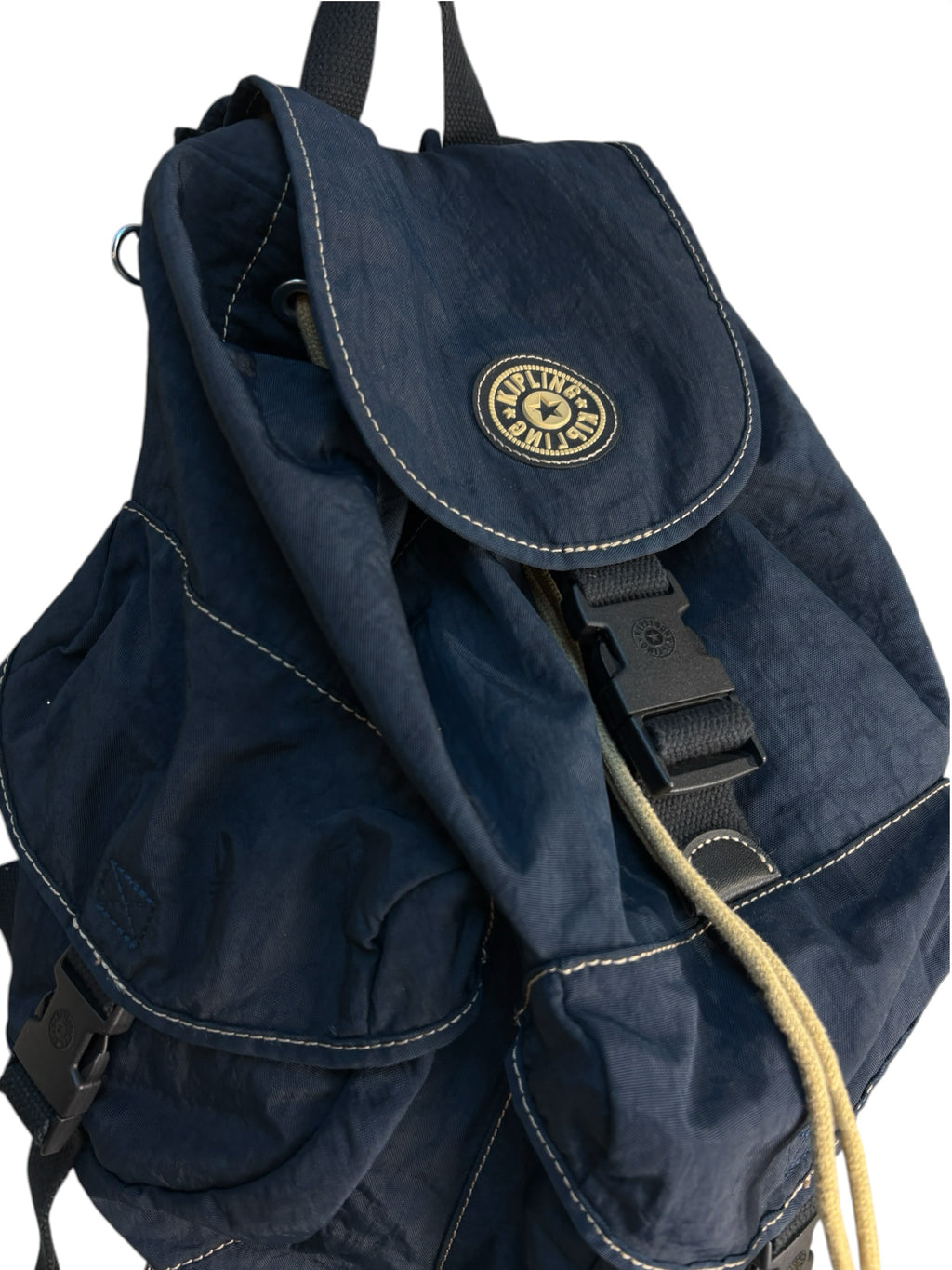Kipling Navy Crinkle Nylon Backpack