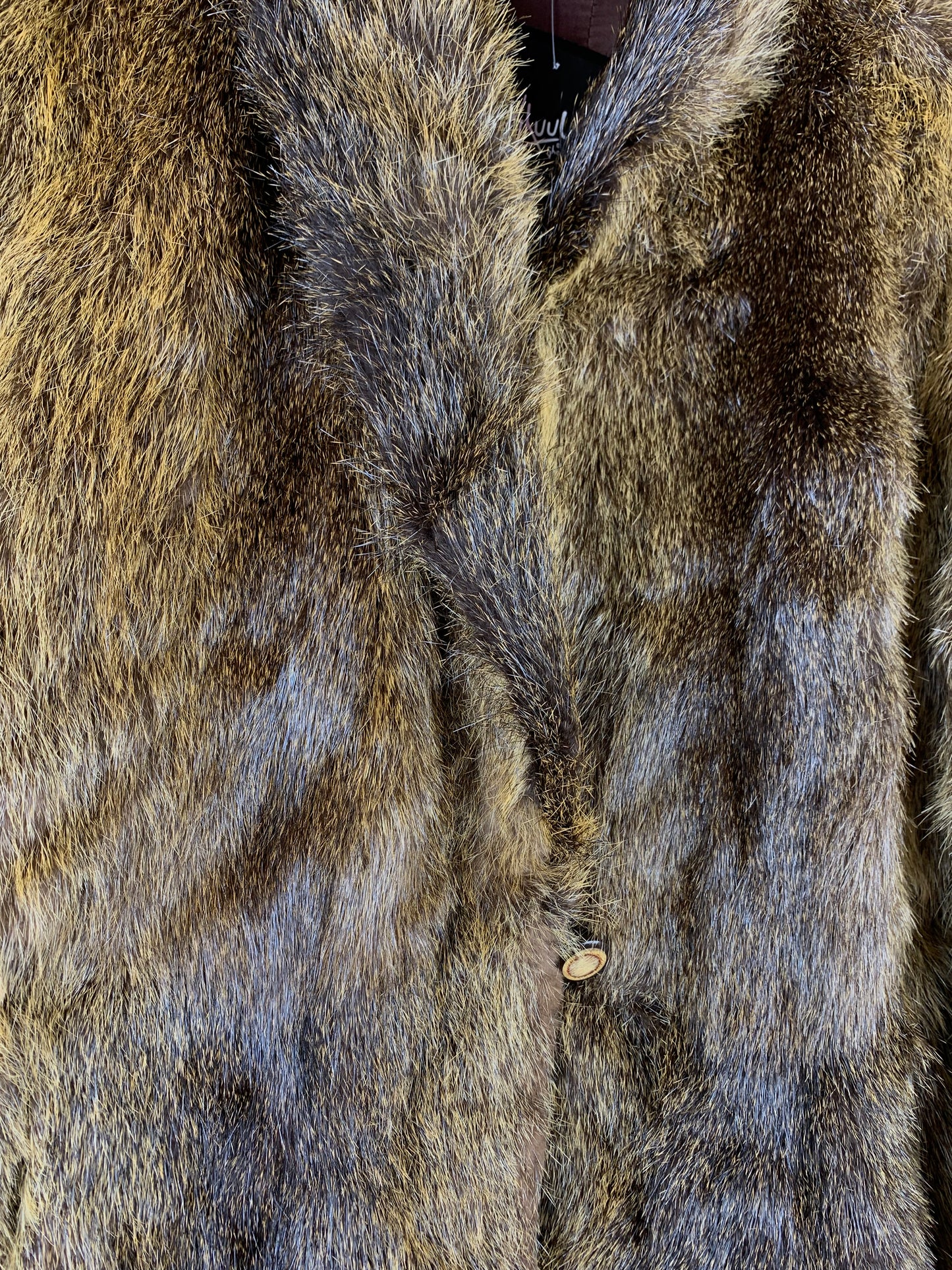 Women’s Vintage Natural Brown Genuine Beaver Fur Coat