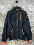 PEPE CO Mens Black Orange Windbreaker Jacket