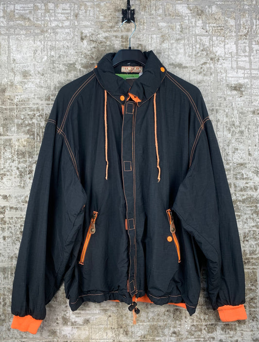 PEPE CO Mens Black Orange Windbreaker Jacket