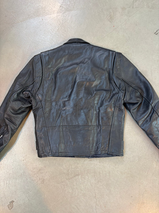 Vintage Black Leather Biker Jacket