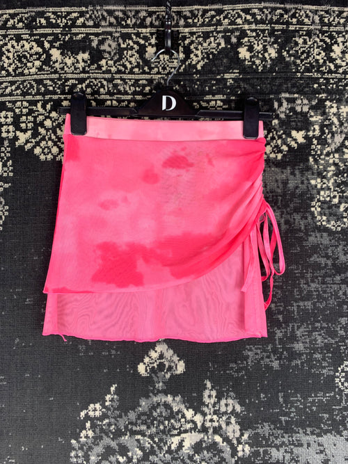 Y2K Women's Pink Flowy Mini Skirt