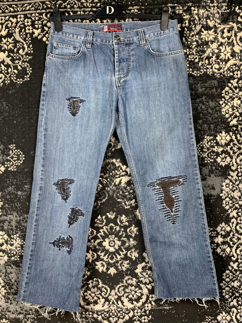 Womens Y2K Embroidery Detail Jeans