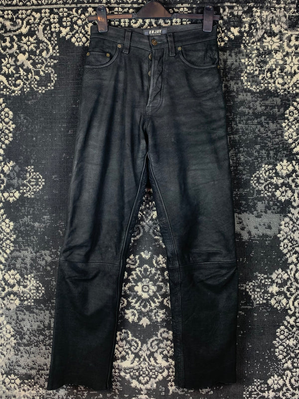 Vintage Women's Black Genuine Leather Pants