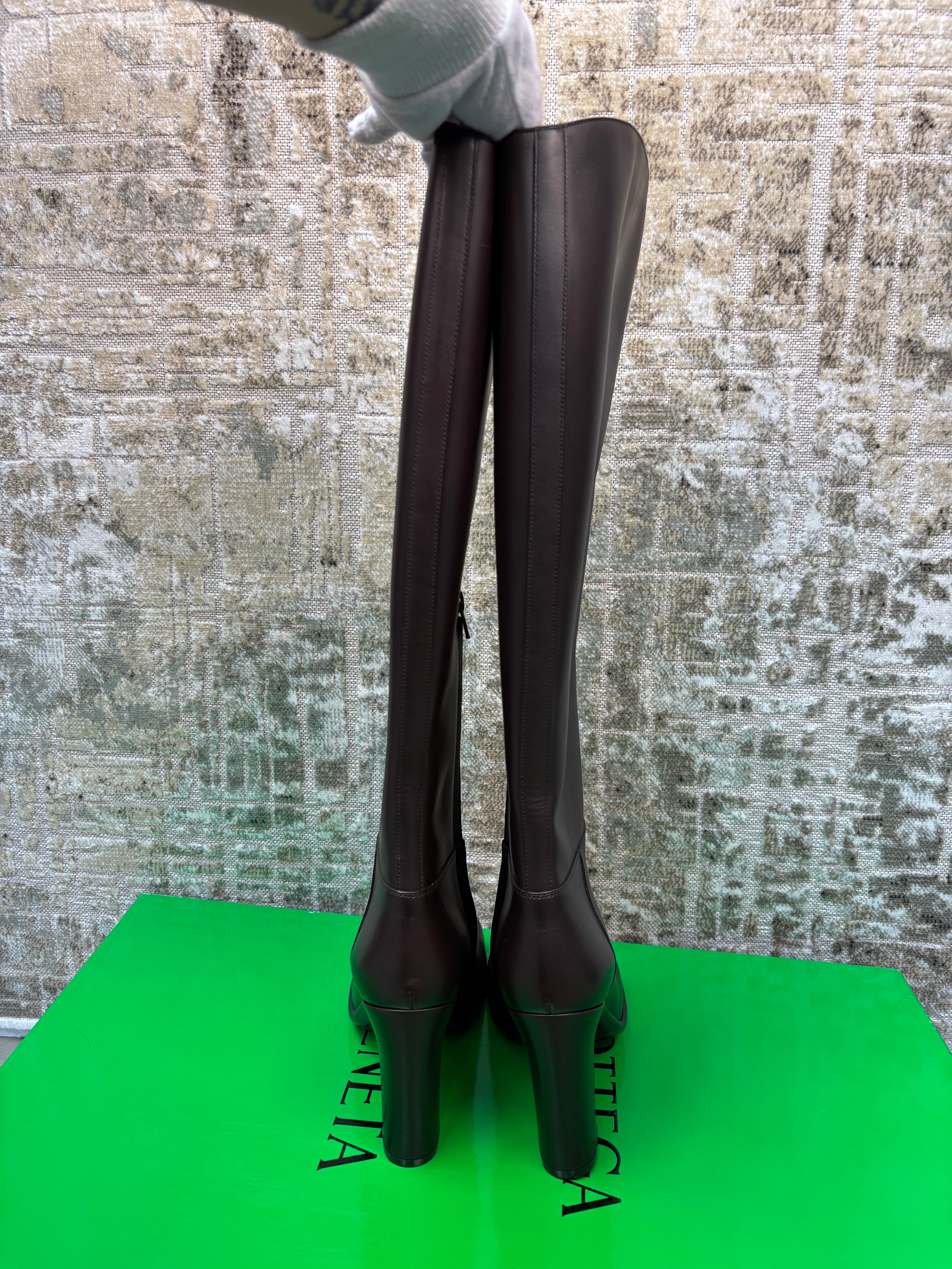 Bottega Veneta Storm Knee Dark Brown High Boots