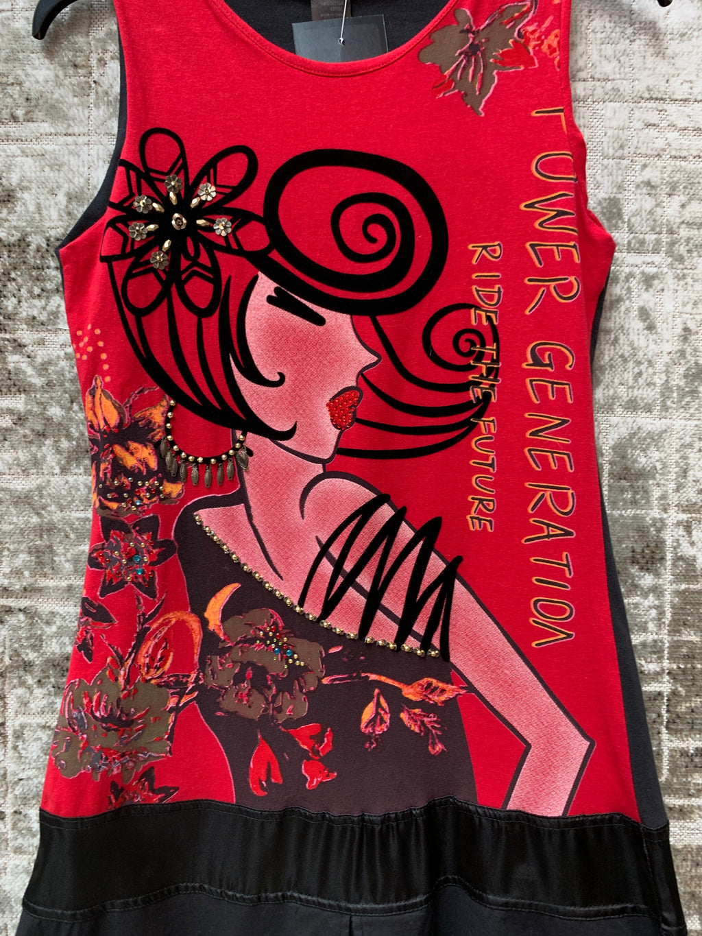Custo Barcelona Y2K Beaded Graphic Dress