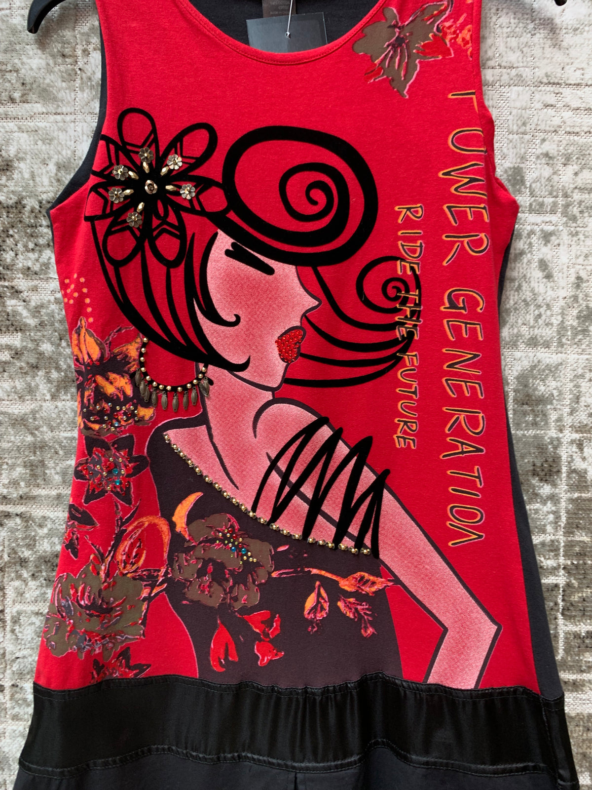 Custo Barcelona Y2K Beaded Graphic Dress