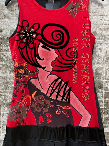 Custo Barcelona Y2K Beaded Graphic Dress
