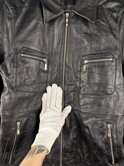 Men's Vintage TCM Black Genuine Leather Jacket