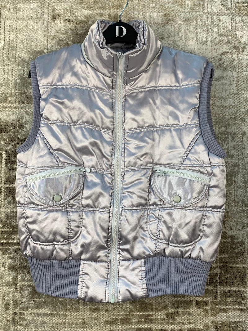 Womens Y2K Metallic Puffer Vest